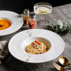 純白陶磁器のパスタ皿の麦わら帽子皿のパスタ皿の洋風スープ皿の西洋食器の商用越境電気商