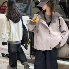 女童休闲外套春秋款2025新款女大童时髦秋装女孩宽松冲锋衣上衣潮