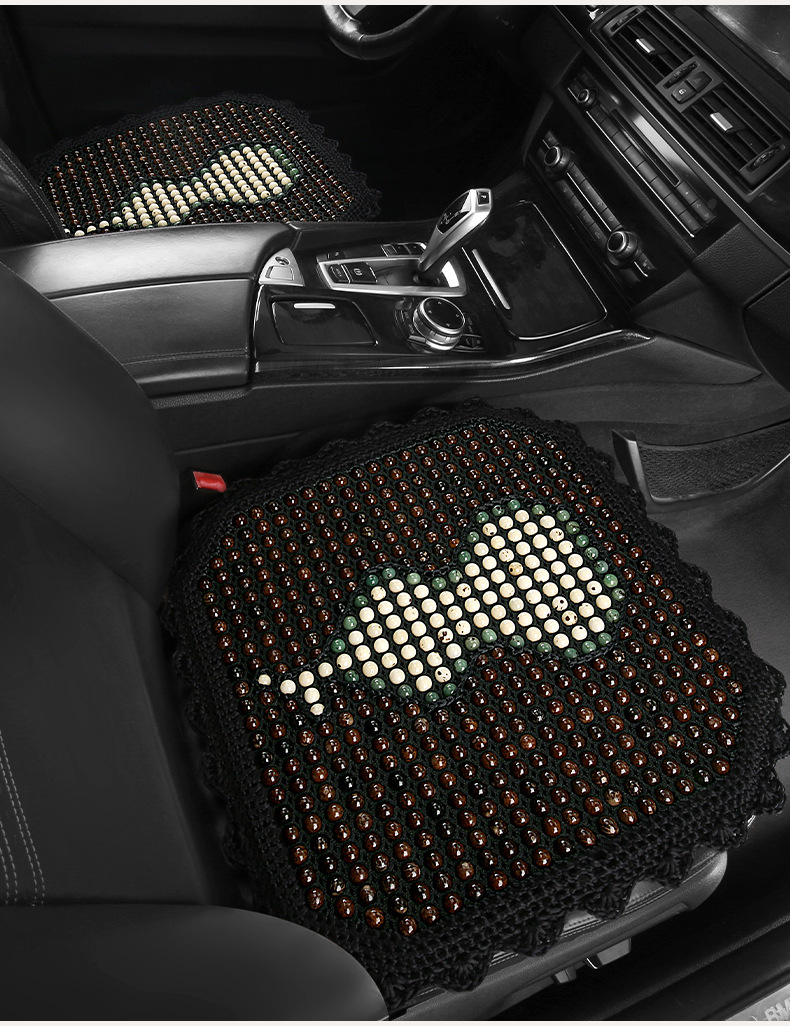 High-End Hand-Knitted Bodhi Car Seat Cushion Single-Seat Square Cushion Three-Piece Set for All Seasons Massage Beads Breathable Seat Cover
