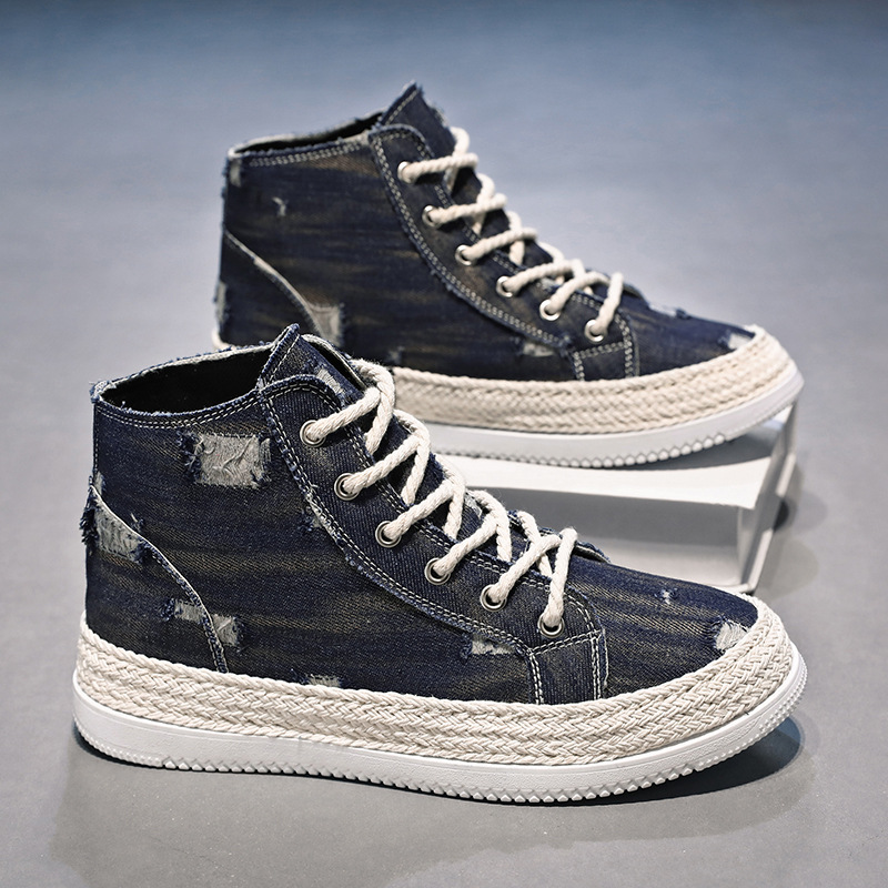 Zapatos de lona para hombres otoño 2024 nuevos zapatos de hombre de moda zapatos de skate de alta altura de moda juvenil zapatos deportivos casuales para hombres