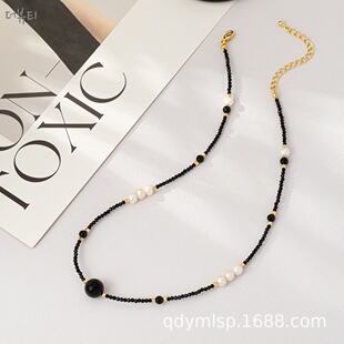 New Natural Pearl Necklace Women's genuine goods High-grade Sharp Crystal Beaded Agate Niche Design Clavicle Chain Wholesale