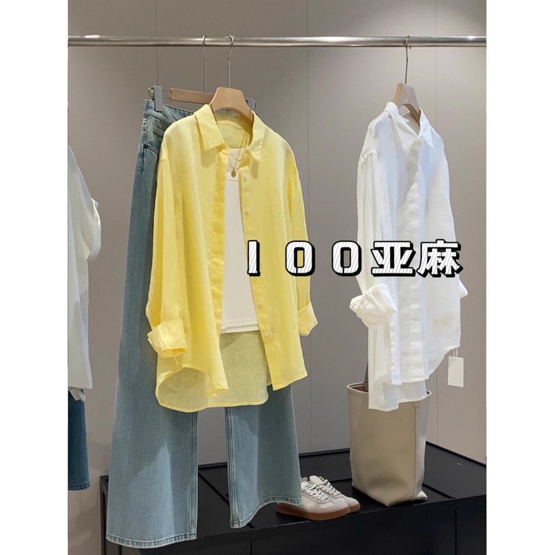 小禾木巨同款2996！100亚麻宽松透气松弛感宽松廓形休闲衬衫|undefined