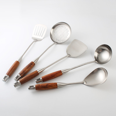304不锈钢木柄厨具花梨木锅铲汤勺漏勺厨房家用厨房用具厂家|ms