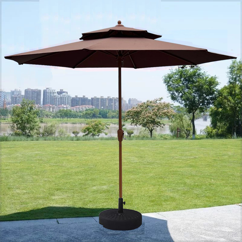 Sombrilla para exteriores, protección solar para patio, impermeable, para camping, ocio, 2.7M, doméstica, de doble techo, con manivela central, venta al por mayor.