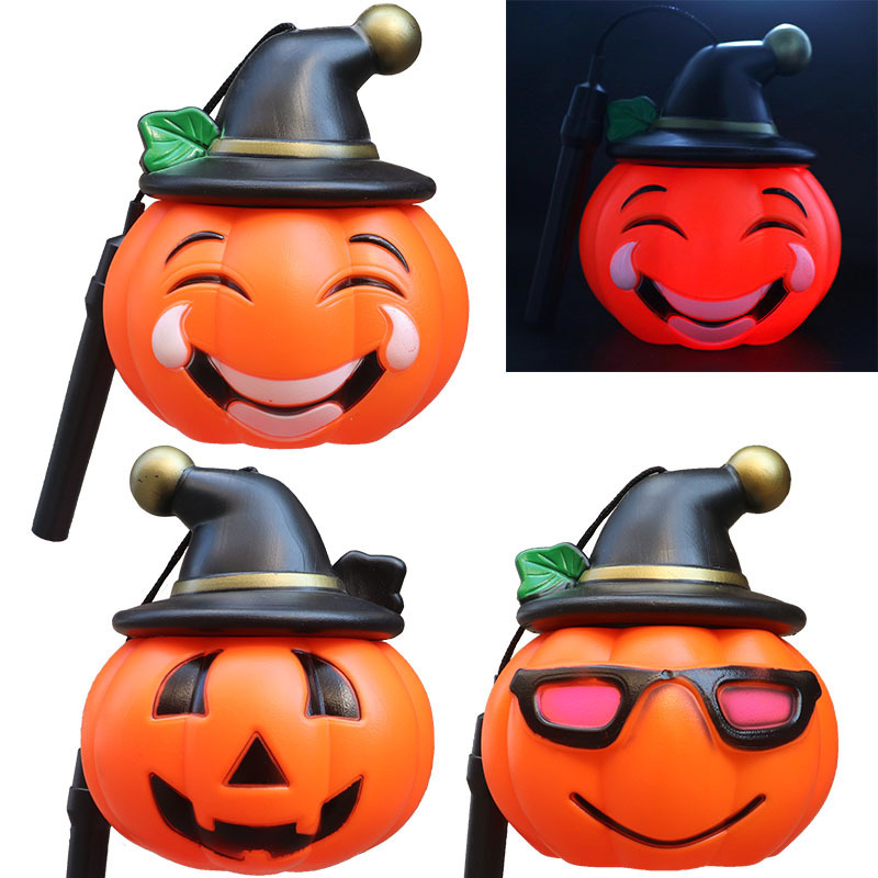 Suministros de decoración de Halloween Lámpara de calabaza portátil Juguetes para niños de Halloween Expresión de barril de calabaza Suministros de decoración