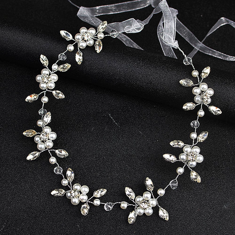 Европейские и американские трансграничные свадебные свадебные жемчужные мягкие цепи головные уборы цепи для волос ленты для волос