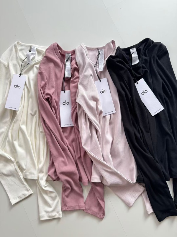 瑜伽打底衫修身圆领ALO女款RIBBED MODAL LONG SLEEVE长袖衫舒适|undefined