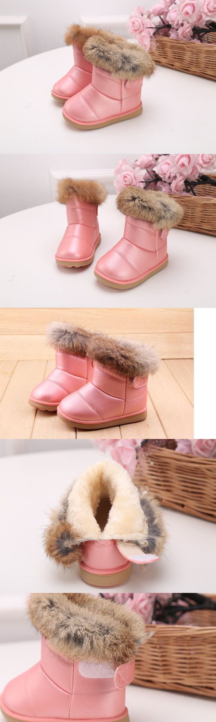 Children's snow boots are waterproof in winter, plush and thickened to keep warm. Baby's anti-skid boots are for girls,_voghion.com