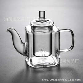 高硼硅玻璃四方壶耐高温冲茶器功夫茶具加厚小号泡茶壶套装家用