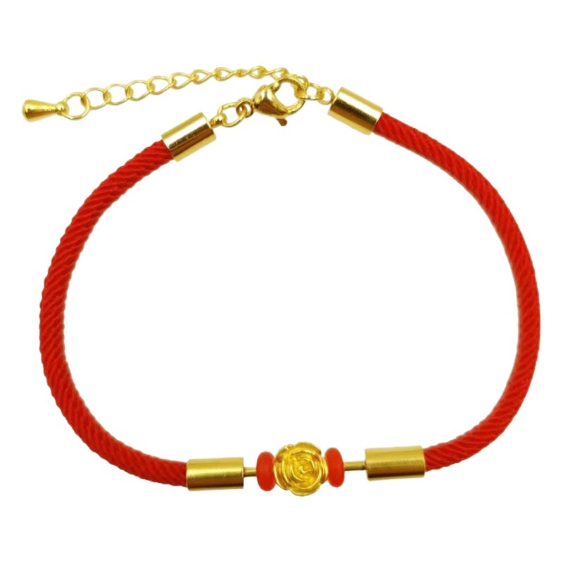 Chinese New Year Milan Rope Titanium Steel Water Drop Bracelet Wholesale DIY Jewelry with Rope Bracelet Wearable 3D Hard Gold