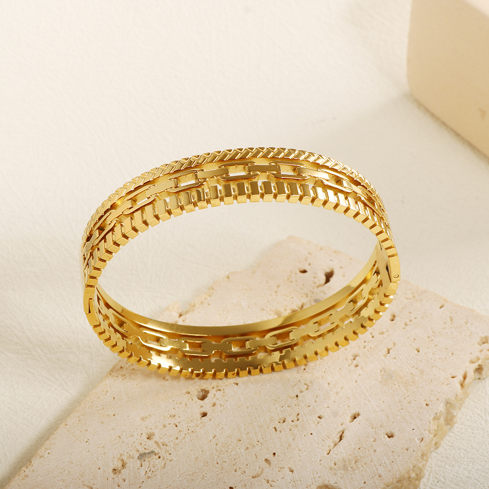 Personalised Titanium Steel Double Strand Cuban Link Ring For Women_voghion.com