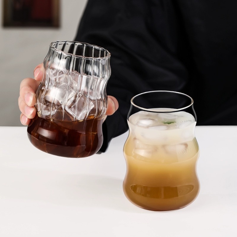 クロスボーダーパッケージクラウドカップインスタイルコーヒーガラスカップスパイラルストライプストローカップ高ホウケイ酸ガラスカップ|undefined