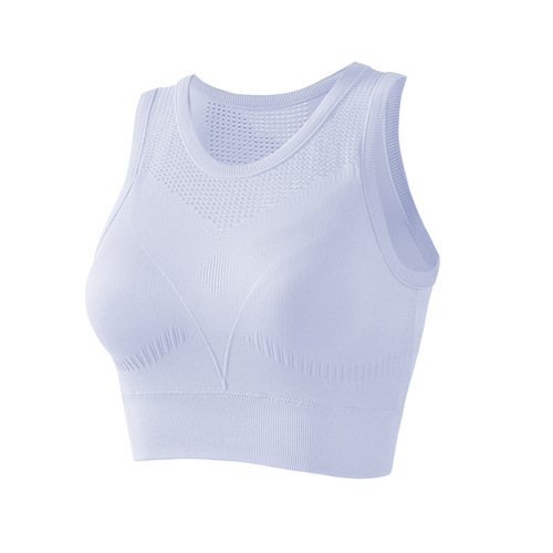 Integrated breast pad fixed cup high-strength shock-proof push-up sports bra for women with hollow back and outer wear sports bra