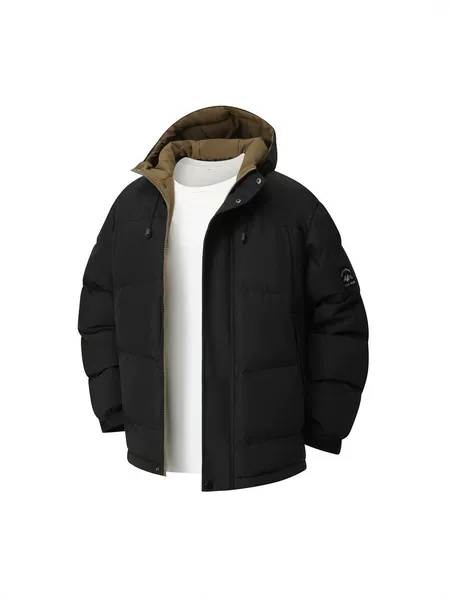 Men's Winter Thickened Hooded Cotton Jacket Outdoor Warm Loose Casual Coat
