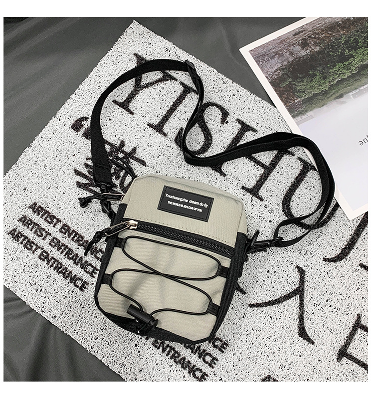 67g Weight Zipper Closure Type Single Shoulder Strap Strap Type Crossbody Bag Bags Type Nylon Material Letter Pattern Streetwear Style Square Shape Khaki, Light Grey, White, Black Color Small Size Small Nylon Letter Streetwear Square Zipper Crossbody Bag 26