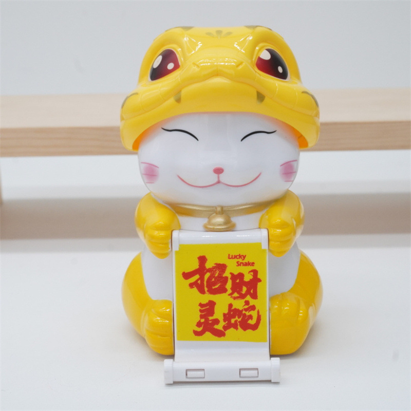 太阳能灵蛇招财猫桌面摆件办公室装饰品跨境电商创意礼品车载摆件详情10