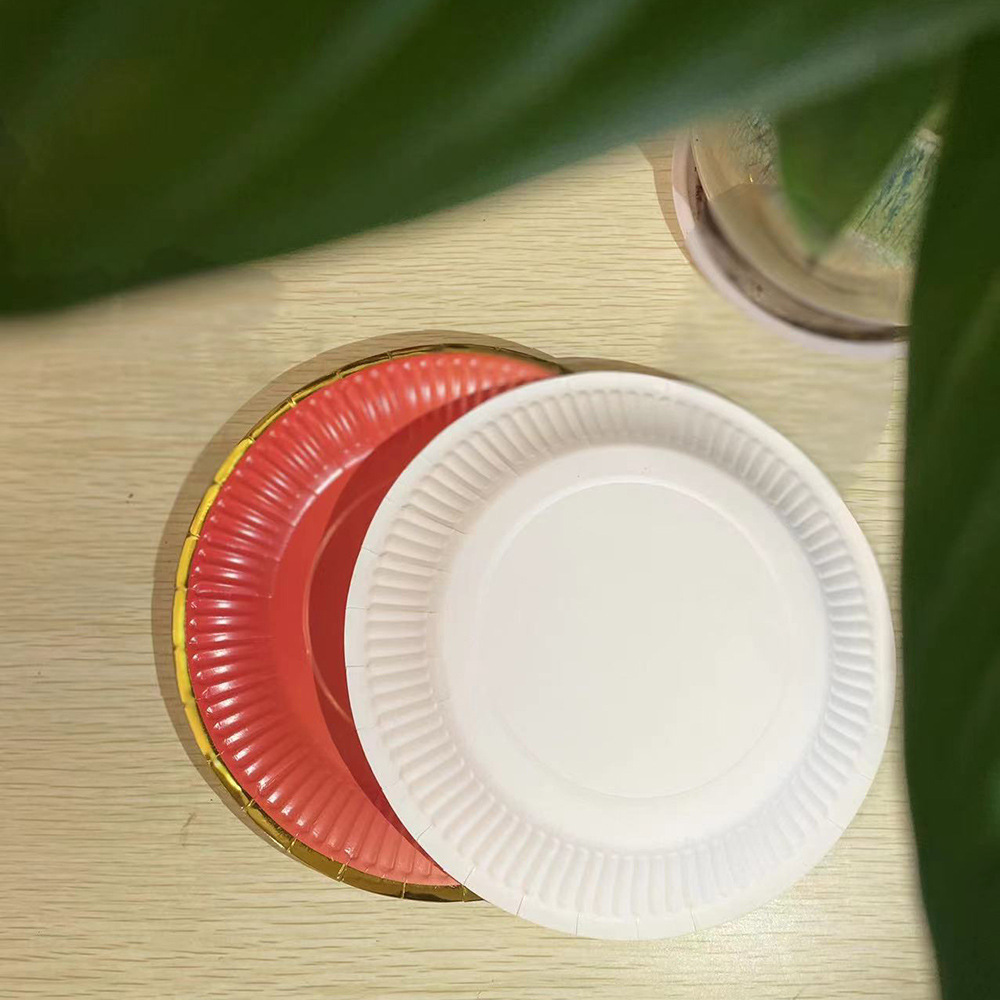 Plato de papel desechable pastel de frutas plato redondo cena para llevar picnic fiesta plato de papel Placa de degustación de pasteles