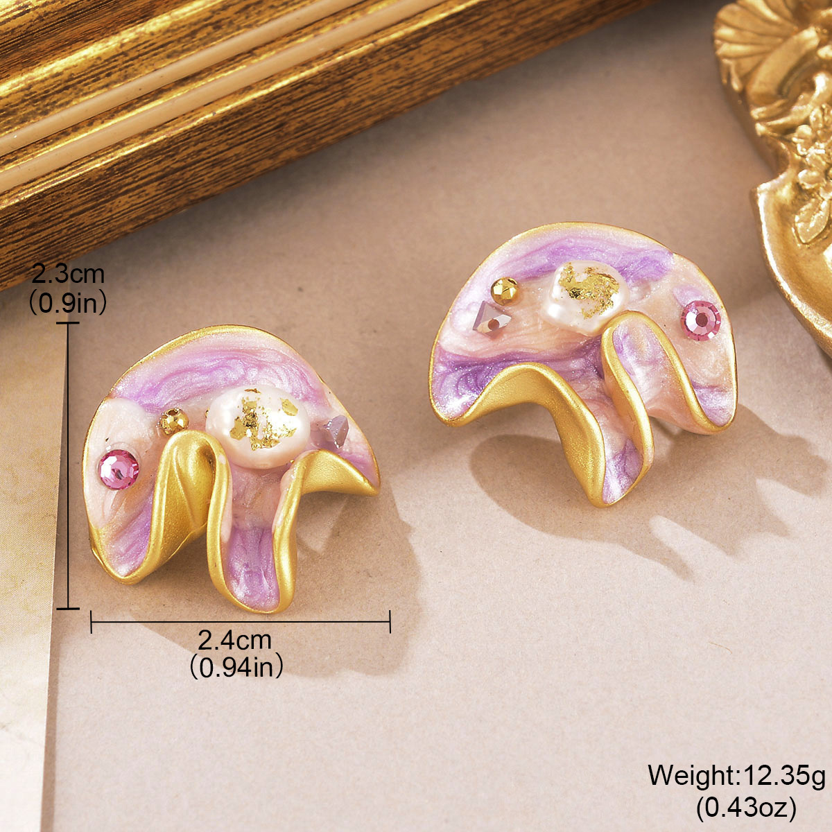 1 Par Retro Flor Enchapado Metal Pendientes De Gota Pendientes display picture 11