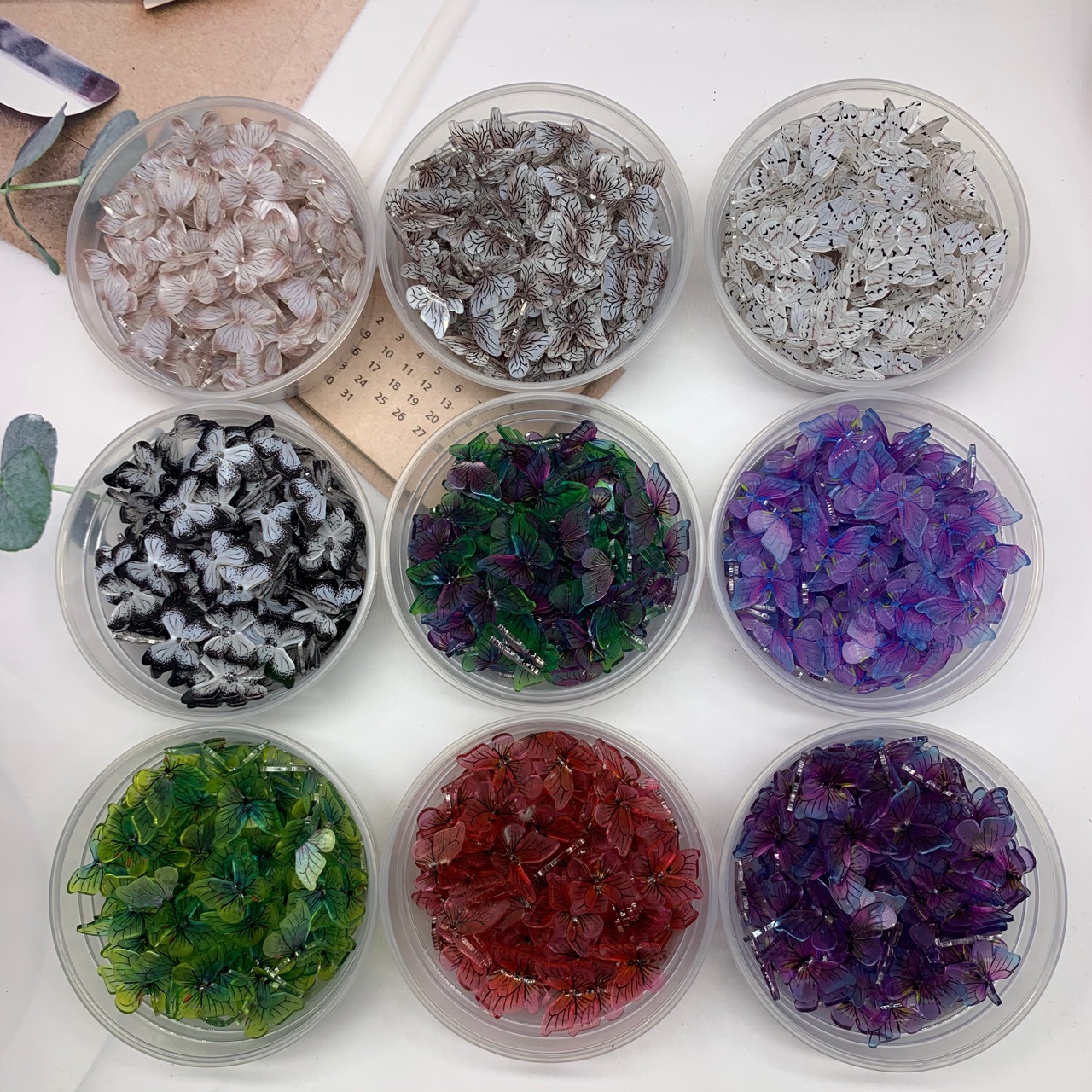 树脂亚克力热缩立体蝴蝶大号 小红书网红风耳钉diy材料饰品配件