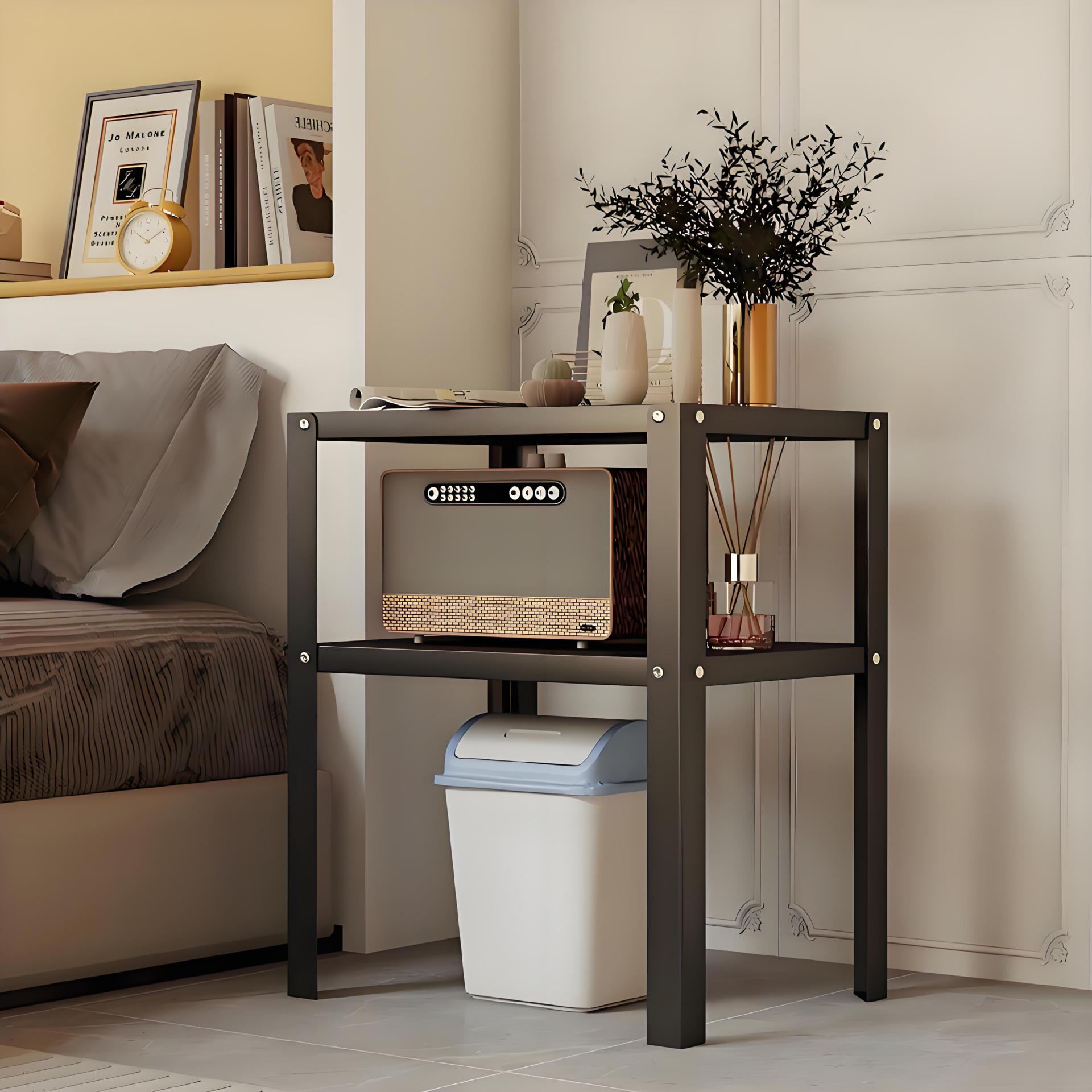 Bedroom Bedside Stand, Cream-Style Bedside Table, Home Rental Side Table, Steel Bookshelf, Simple Storage Rack