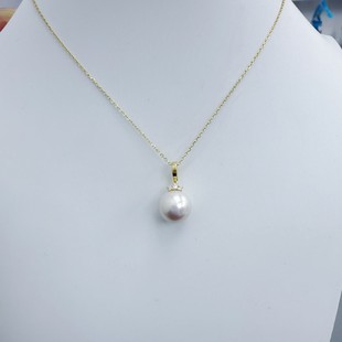 Natural Freshwater Pearl Necklace 12-13mm Round Almost Flawless Sterling Silver Pendant Simple Light Luxury Pearl Necklace