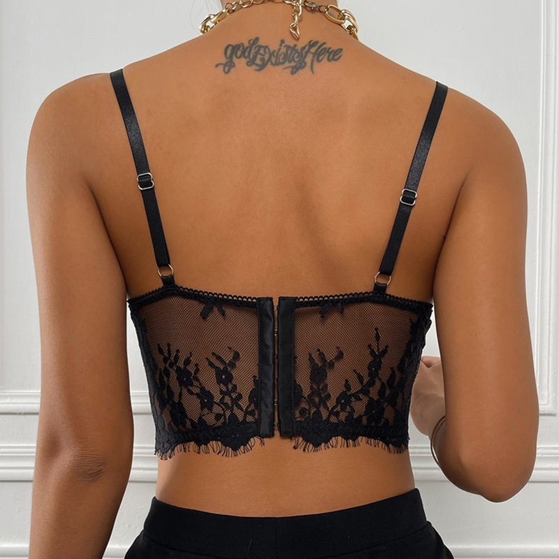 Lace Embroidery See-Through Wrapped Chest Camisole NSSCY108953