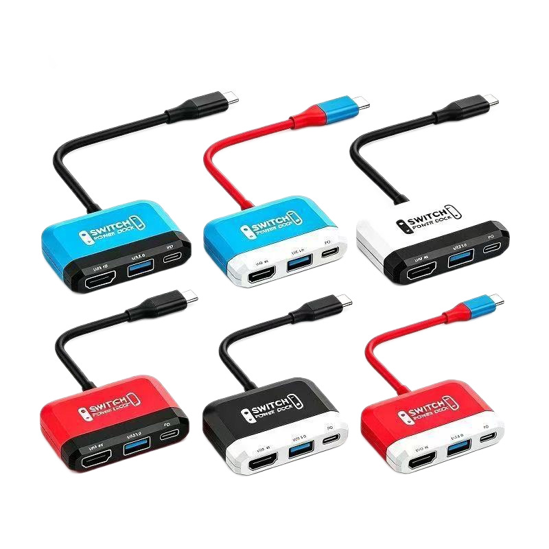 Switch Portable Docking Station 3-in-1 4K 60Hz HD Screen Projection PD Fast Charging USB 3.0 Converter Compatible 1/