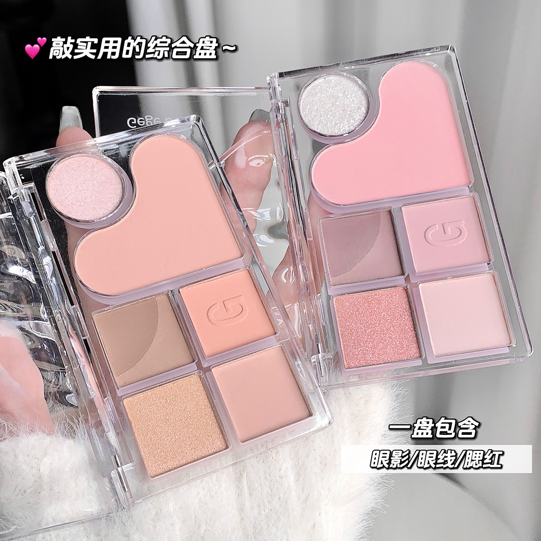 Gege bear light shadow eye shadow integral blush matte eye shadow blush en un disco maquillaje cosmético al por mayor