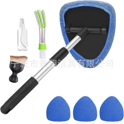 Handle Factory Wholesale — Car cleaning tools - pentagonal-telescopic-pole-4-blue-cloth-covers-1-bottle-1-detail-brush-1-small-yellow-brush