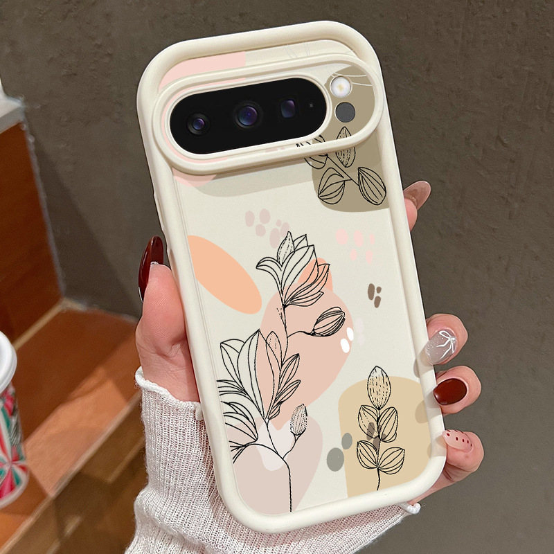INS风适用谷歌Pixel9Pro白玉兰花手机壳7PRO 8A线条花朵防摔保套|undefined