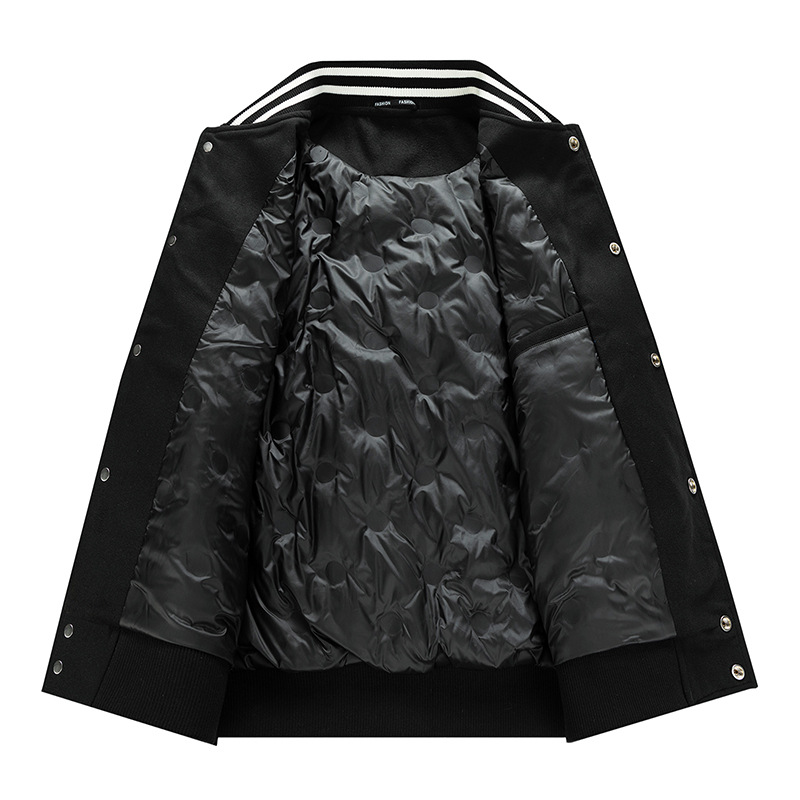 Vīriešu apģērbs Viegla zīda kokvilnas jaka vīriešiem ziemā, šī gada jaunā modernā zīmola sabiezināta beisbola apkakles jaka vidusskolas skolēniem_voghion.com