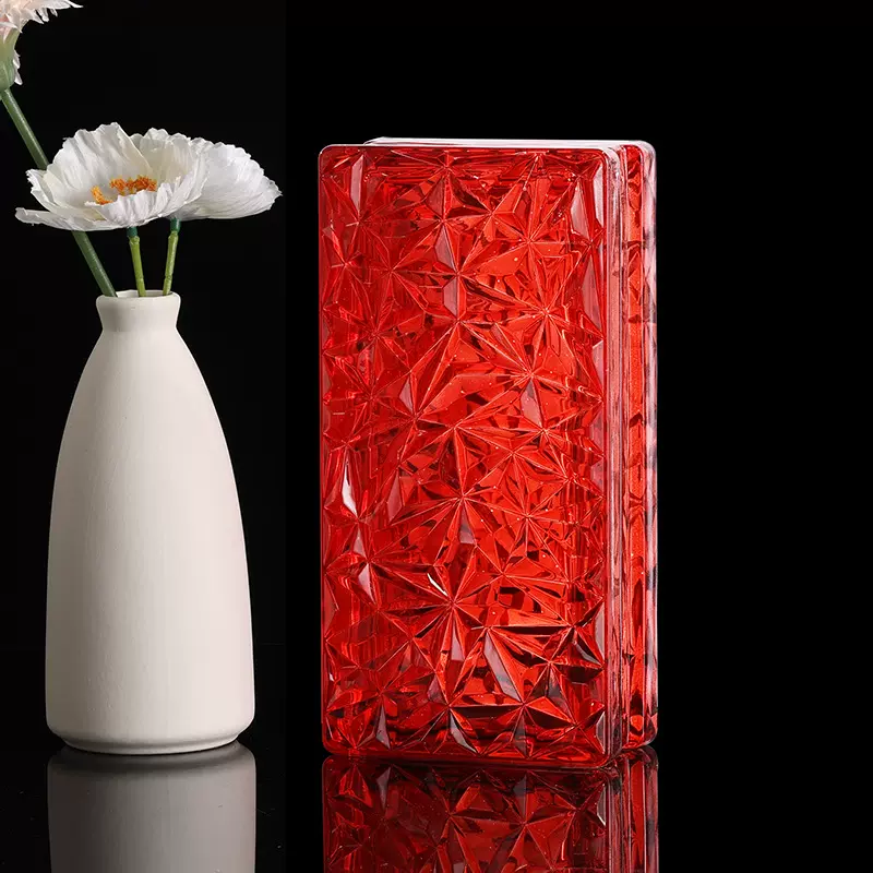 红色空心玻璃砖200*100*50MM工厂定制彩色隔断幕墙