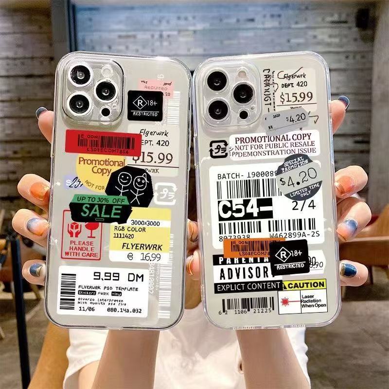 Etiquetas en inglés para iphone16promax funda para teléfono móvil transparente Apple 15 anti-caída 14pro Europa y América 13/12