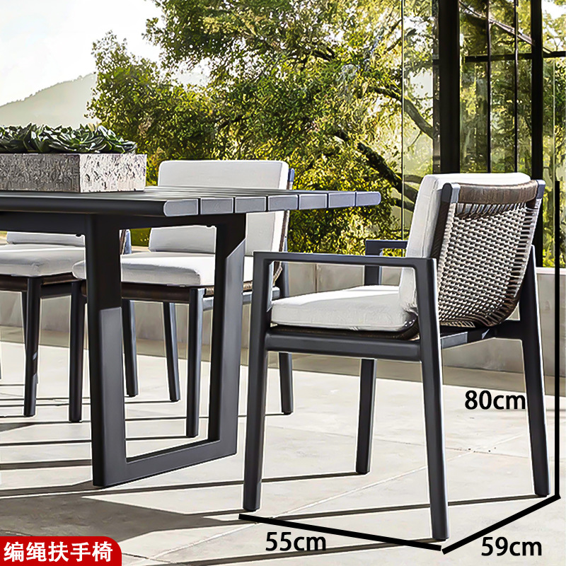 silla de caña de aluminio jardín terraza al aire libre silla de caña mesa al aire libre combinación de muebles al aire libre al por mayor interior