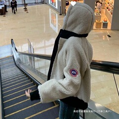 高版本25新款大鹅 Simcoe女士羊羔绒连帽衫毛外套女春秋季7016W