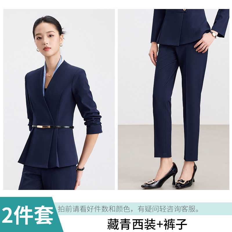 灰色西装套装女秋季职业气质酒店前台工装珠宝店售楼部工作服高端|undefined