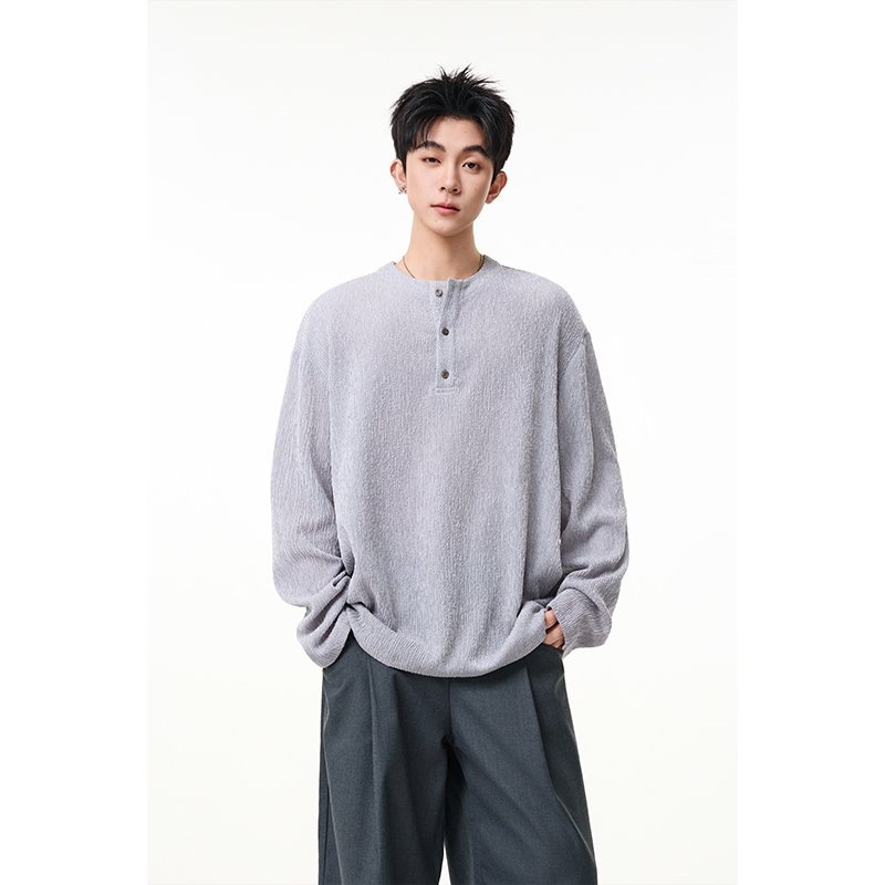 Teen Men's Relaxed Style Solid Color Long-Sleeved Top, 2026 Spring/Autumn New Casual Versatile Base Layer