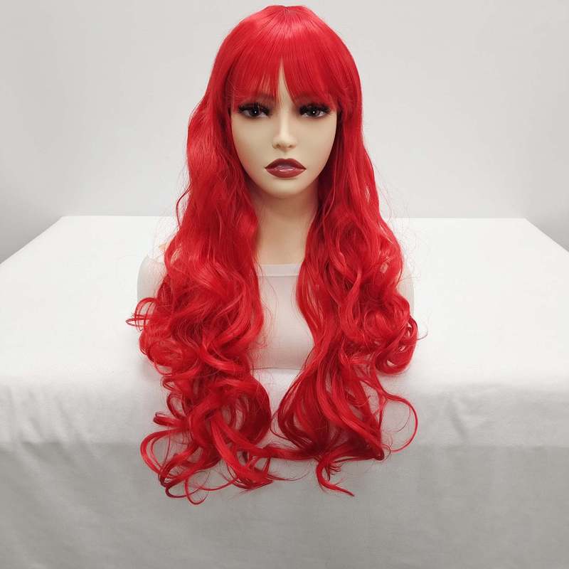 Wholesale New Anime Cosplay Wig Red Bangs Big Wavy Long Hair Little Mermaid Ariel Princess