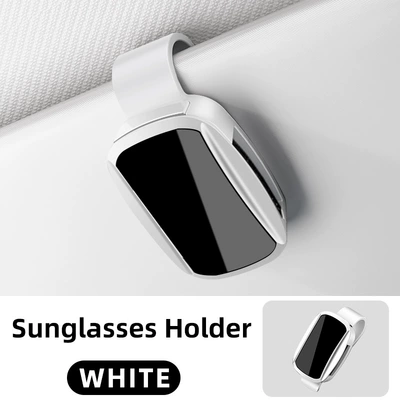 Cross-Border Standard Car Glasses Clip Logo Optional Car Glasses Holder Clip Logo Bracket Car Glasses Holder Wholesale (Car Glasses Clip/Bill Clip) - y02-mirror-style-white