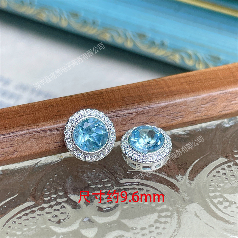 新品s925シルバーアクセサリー通孔隔珠天然トパーズ石オリーブ石彫刻DIYブレスレットネックレス銀アクセサリー
