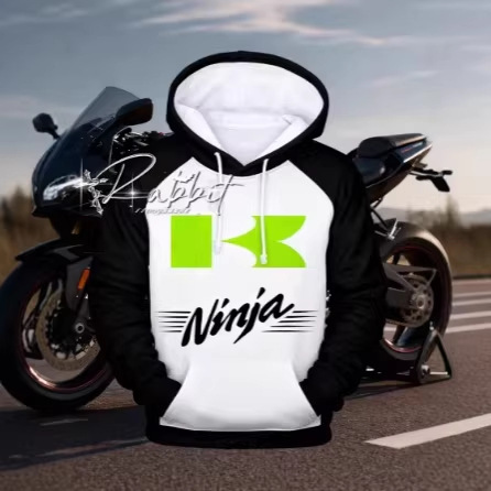 20256 Moto Racing All-Terrain Bike Downhill Sweatshirt Special Kawasaki Team Men's Hooded Sweatshirt