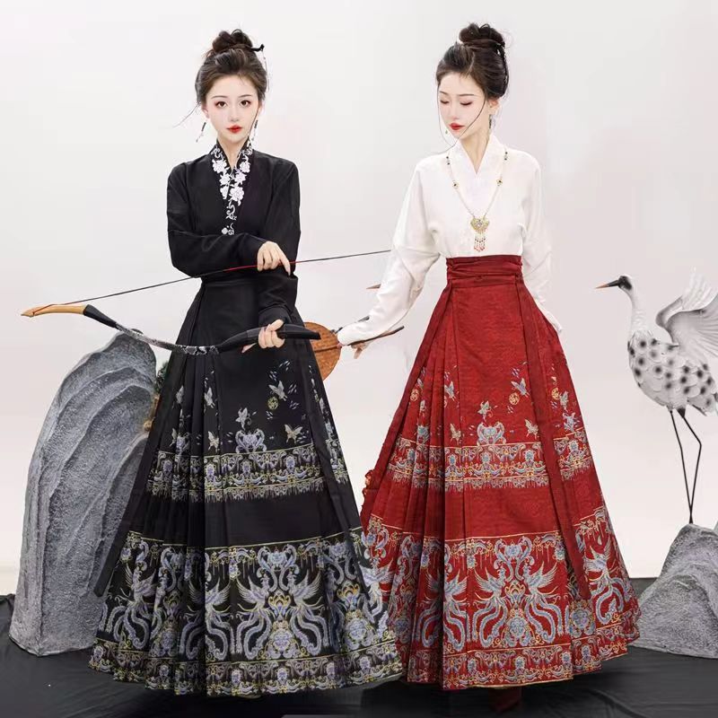 Diancui Phoenix Weaving Gold Makeup Flower Horse-faced Skirt New Chinese Style National Style Hanfu Women's Ancient Clothes Daily Collocation Commuter Airplane Sleeves