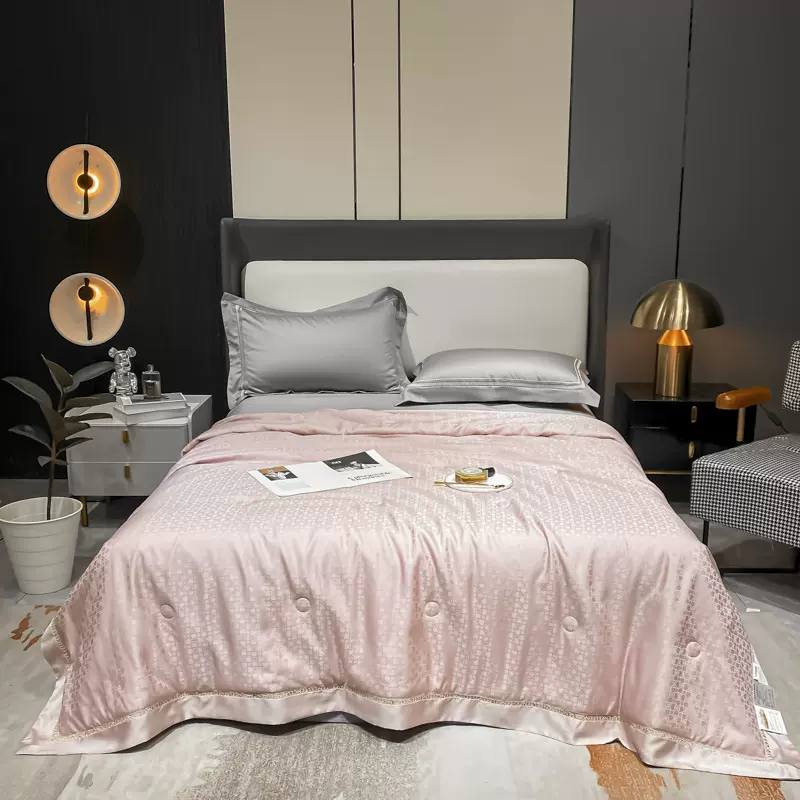 厂家直销60支天丝提花桑蚕丝夏凉被可水洗可机洗送礼冰丝触感