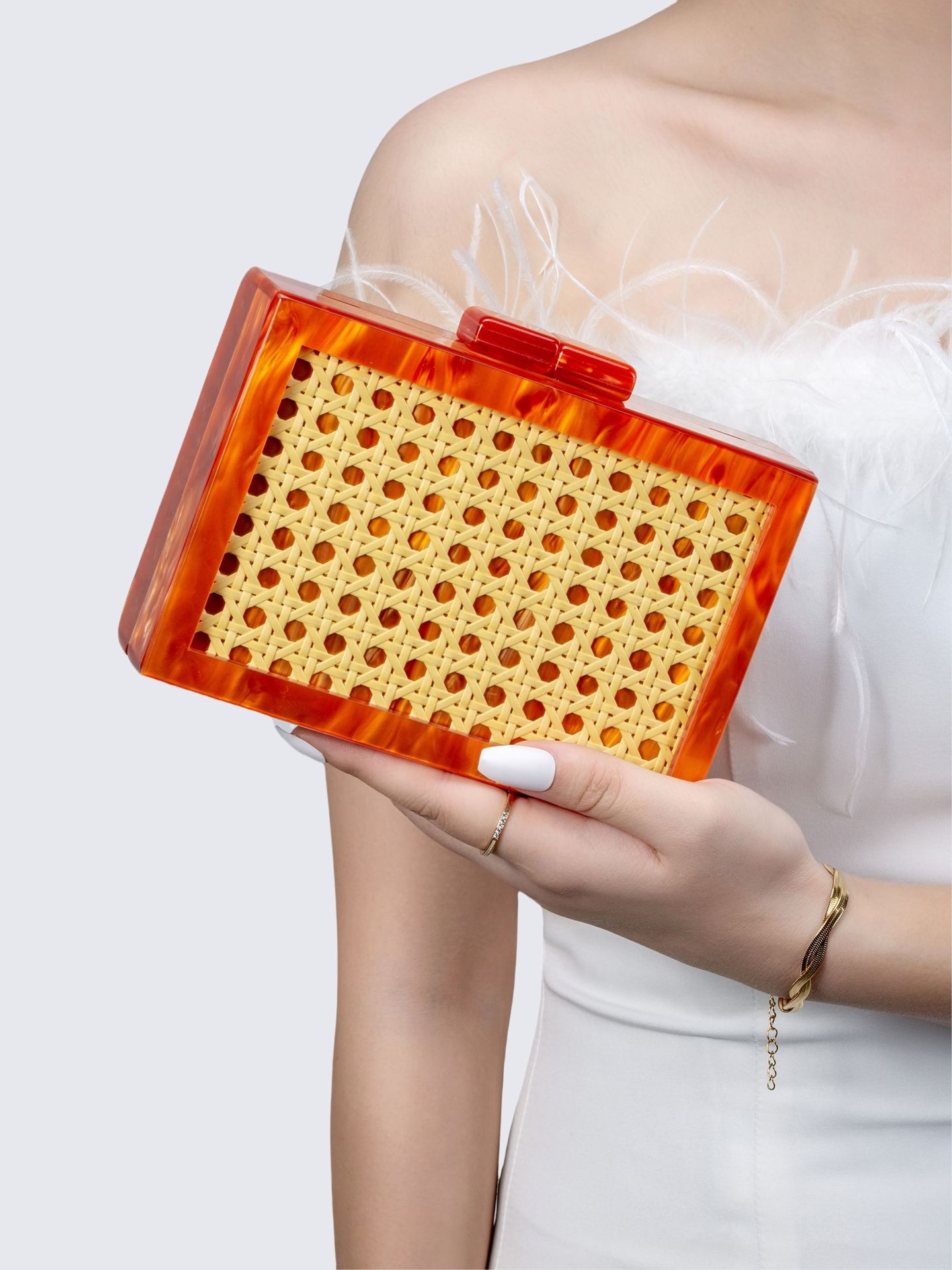 Elegant, Streetwear Style Square Shape Arylic Geometric Square Evening Bags