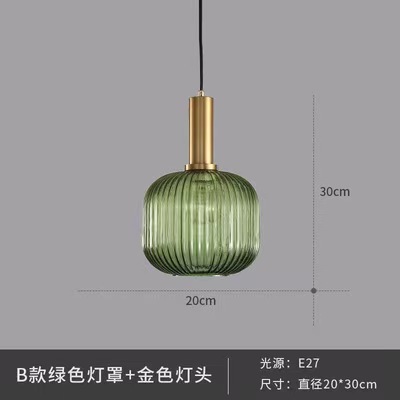 Moderno simple araña creativa comedor sala de estar bar dormitorio linterna de cristal rayado sola cabeza pequeña araña