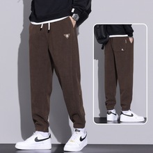 加绒加厚裤子男春秋冬季韩版潮流百搭宽松学生束口哈伦裤保暖大码