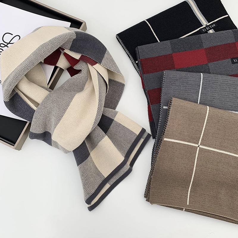 Bufandas a cuadros otoño y invierno nuevo estilo europeo y americano estilo callejero coreano bufandas de cuello de negocios largo y largo mantel cálido