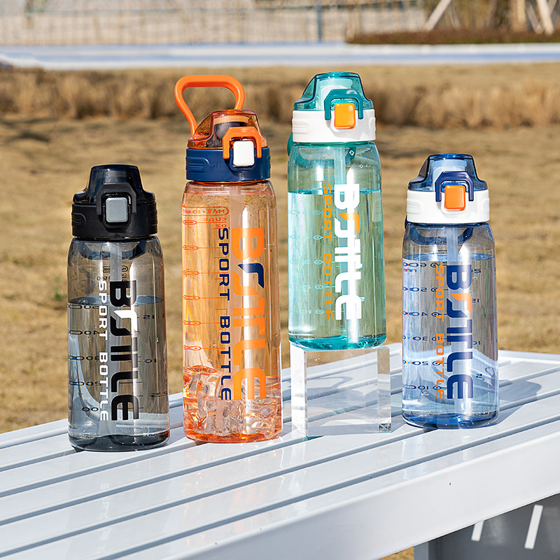 Tapa de primavera taza de agua adulto masculino con escala de cuerda deportes fitness botella de agua estudiante femenina taza de paja resistente a la caída para mujeres embarazadas