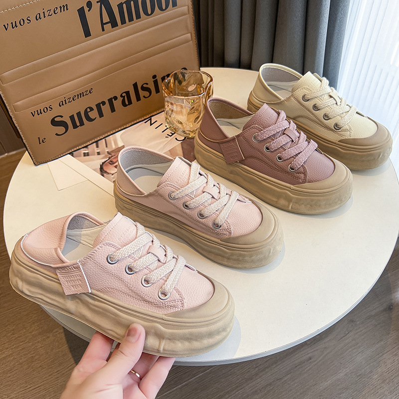 Scarpe sportive casual da donna con suola alta bianco comode_voghion.com