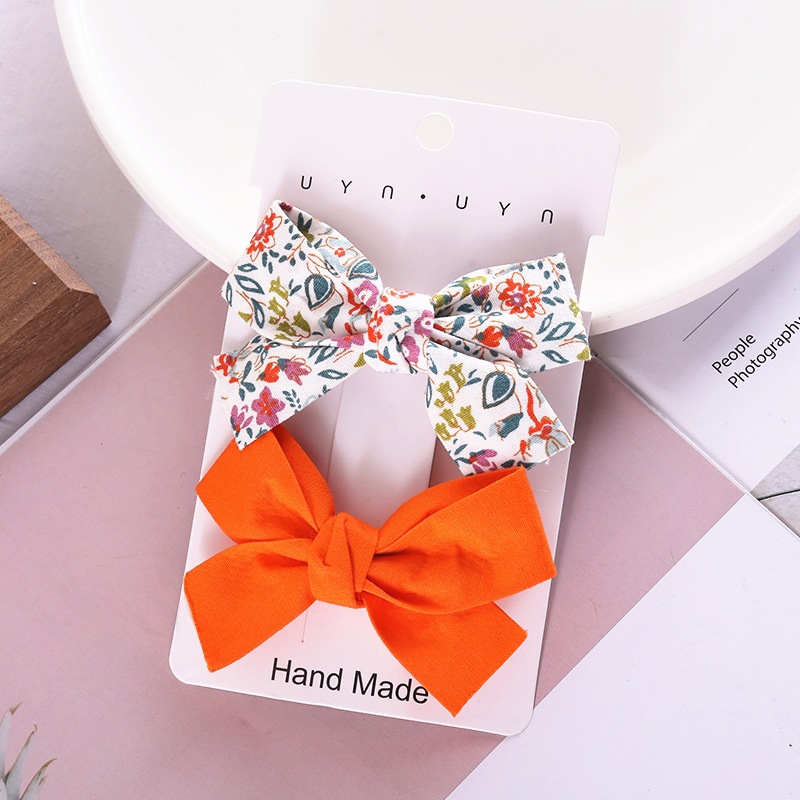 Sweet Flower Bow Knot Cloth Printing Hair Clip 2 Pieces display picture 3